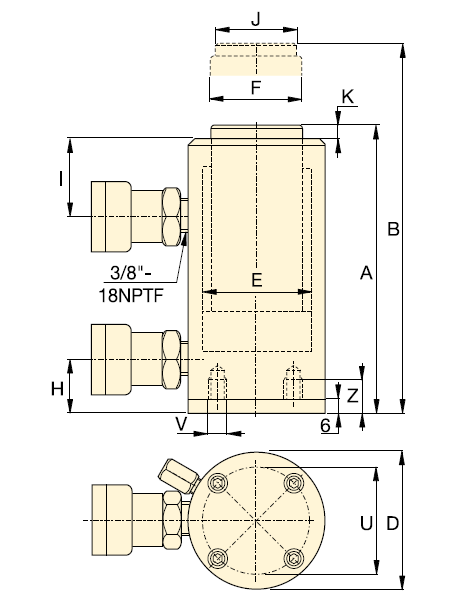 RAR-Series,Double-Acting Aluminum Hydraulic Cylinder