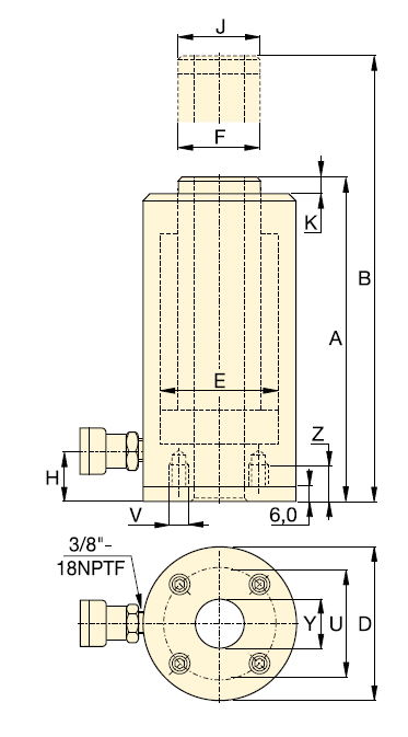 RACH Series,Aluminum Hollow PLunger Hydraulic Cylinders