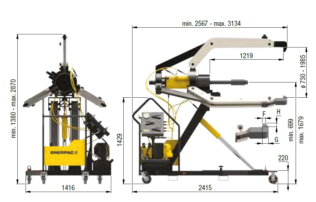 100 Ton, 3 Jaw, Hydraulic Lock-Grip Puller Set