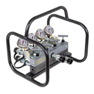 AMGC42, Split Flow Hydraulic Manifold with Gauges and Frame, For Double-Acting Cylinders